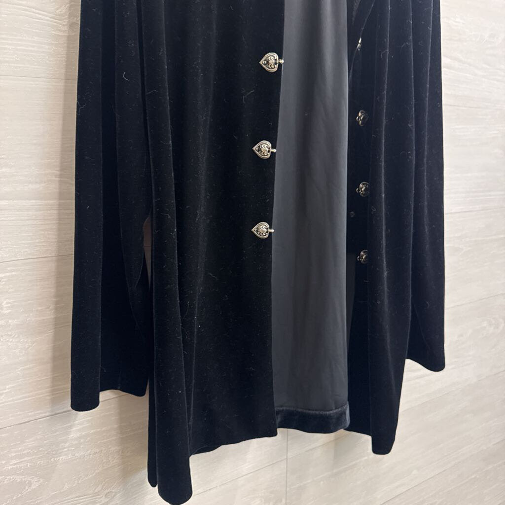 Vintage JBS Black Velvet Hook Closure Jacket 12