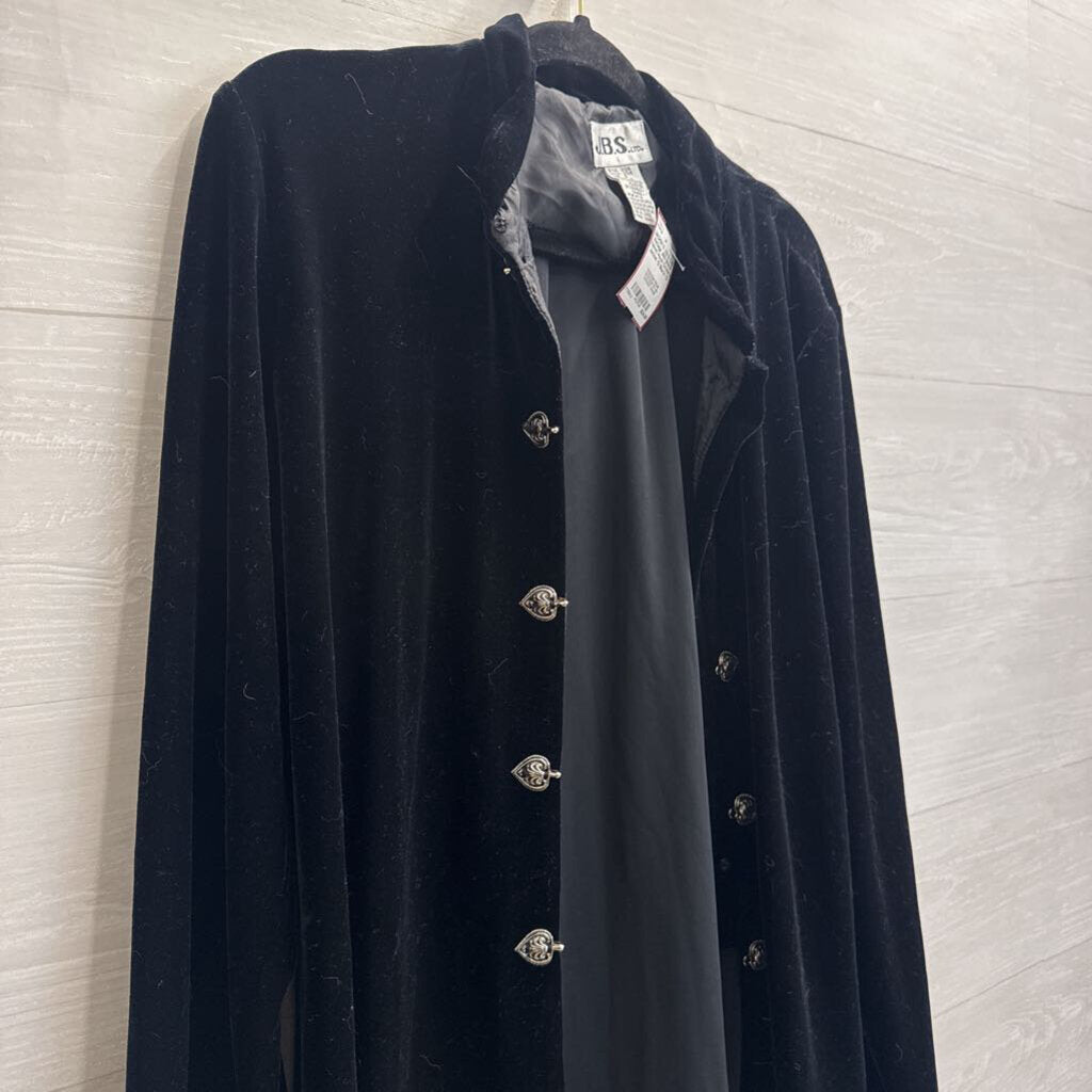 Vintage JBS Black Velvet Hook Closure Jacket 12