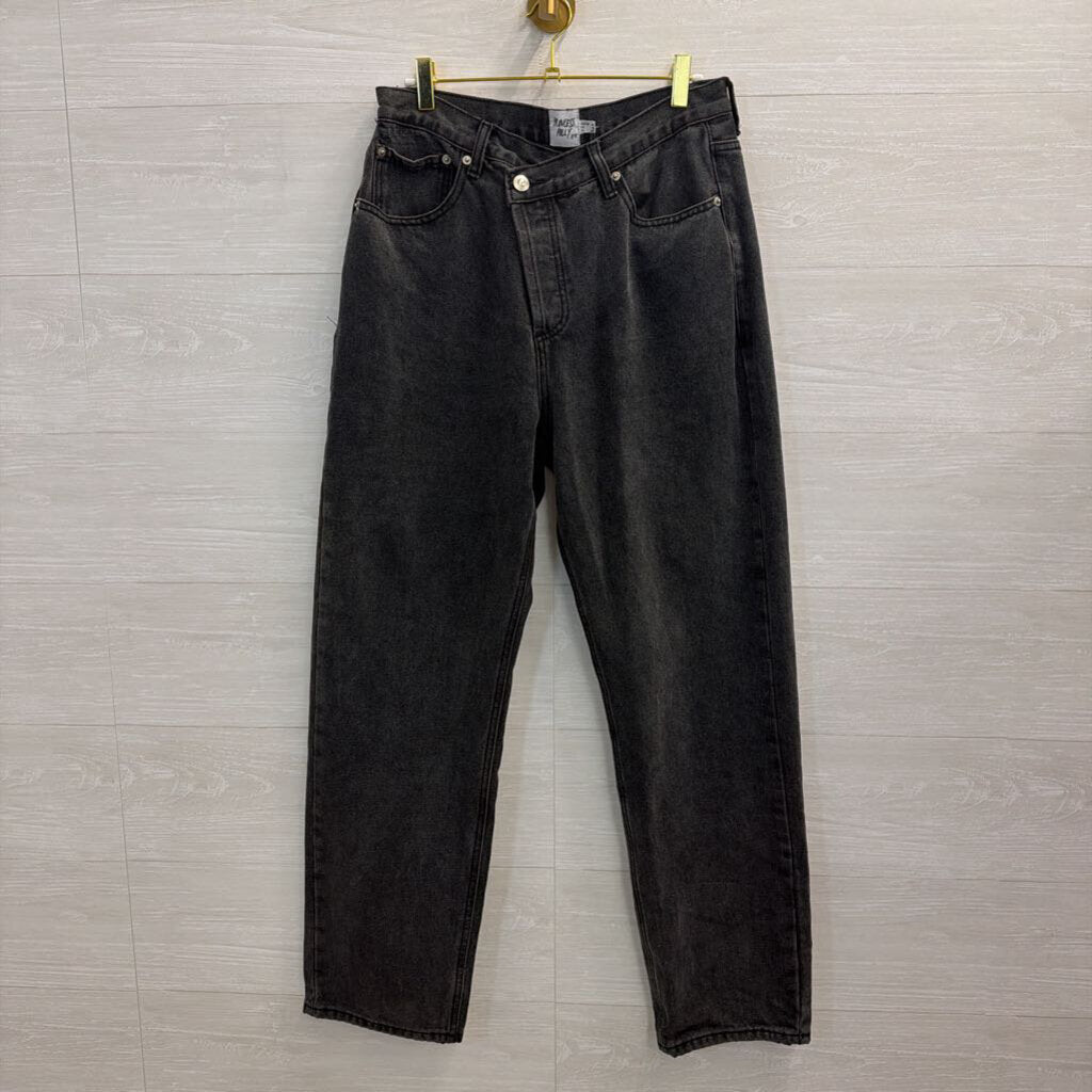 Princess Polly Black Denim Wide Leg Jeans 8