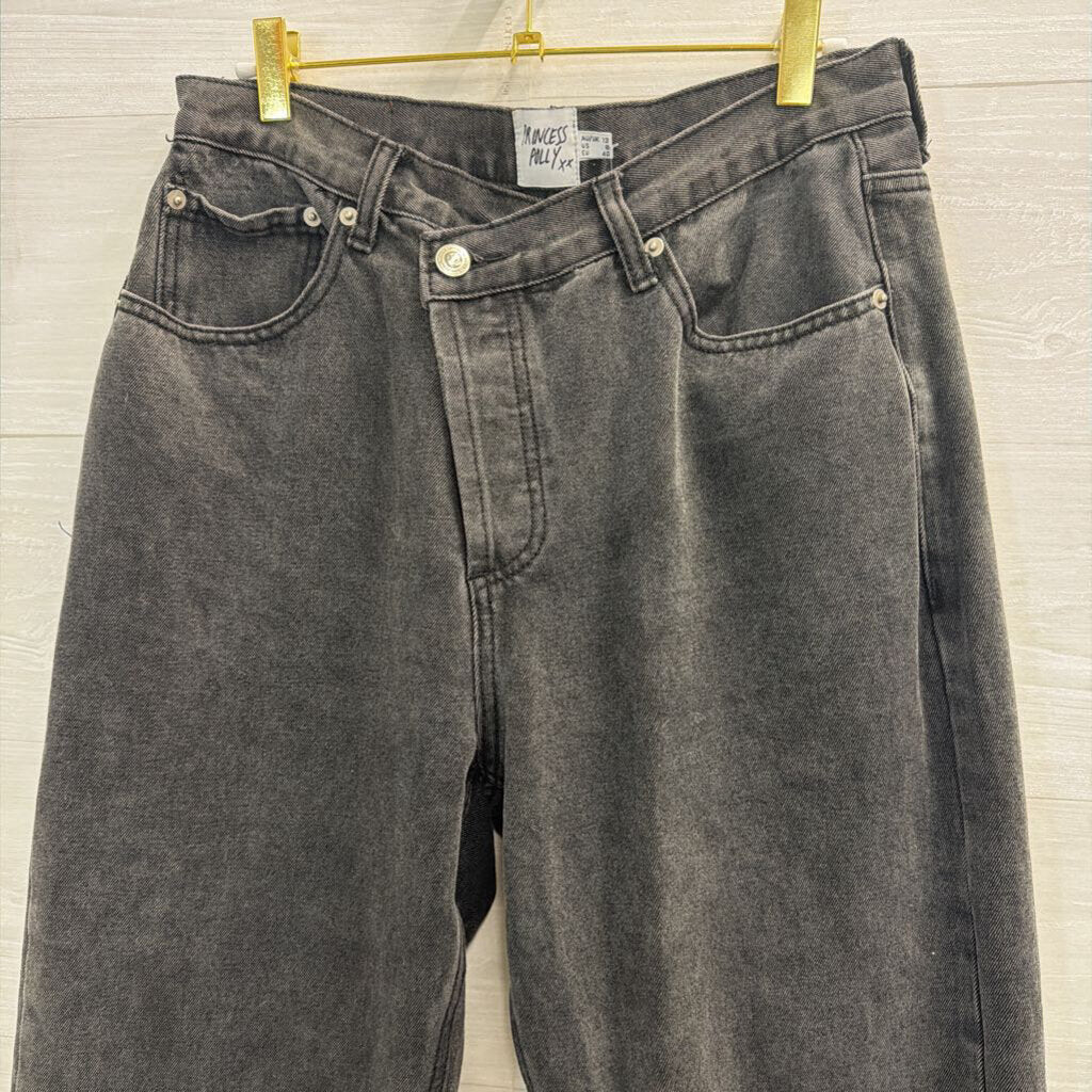 Princess Polly Black Denim Wide Leg Jeans 8