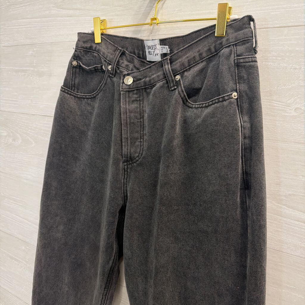 Princess Polly Black Denim Wide Leg Jeans 8