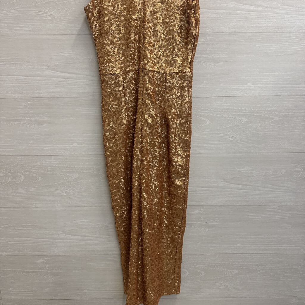 Dress The Population Gold Sequin Midi Dress Extra Small