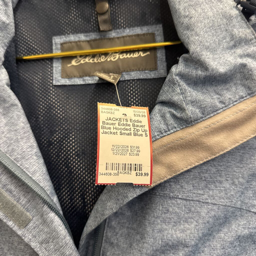 Eddie Bauer Blue Hooded Zip Up Jacket Small