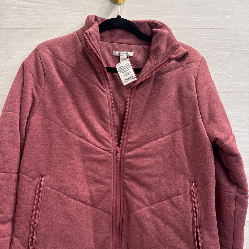 Three Dots Burgundy Quilted Zip Up Jacket Small