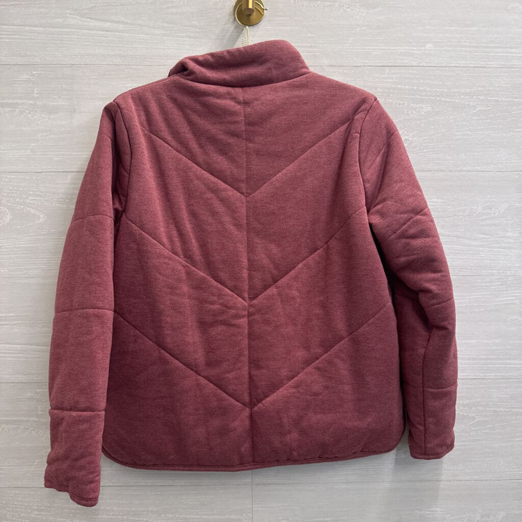 Three Dots Burgundy Quilted Zip Up Jacket Small