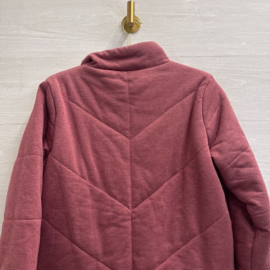 Three Dots Burgundy Quilted Zip Up Jacket Small