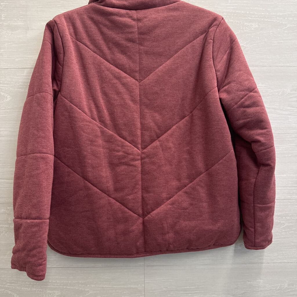 Three Dots Burgundy Quilted Zip Up Jacket Small