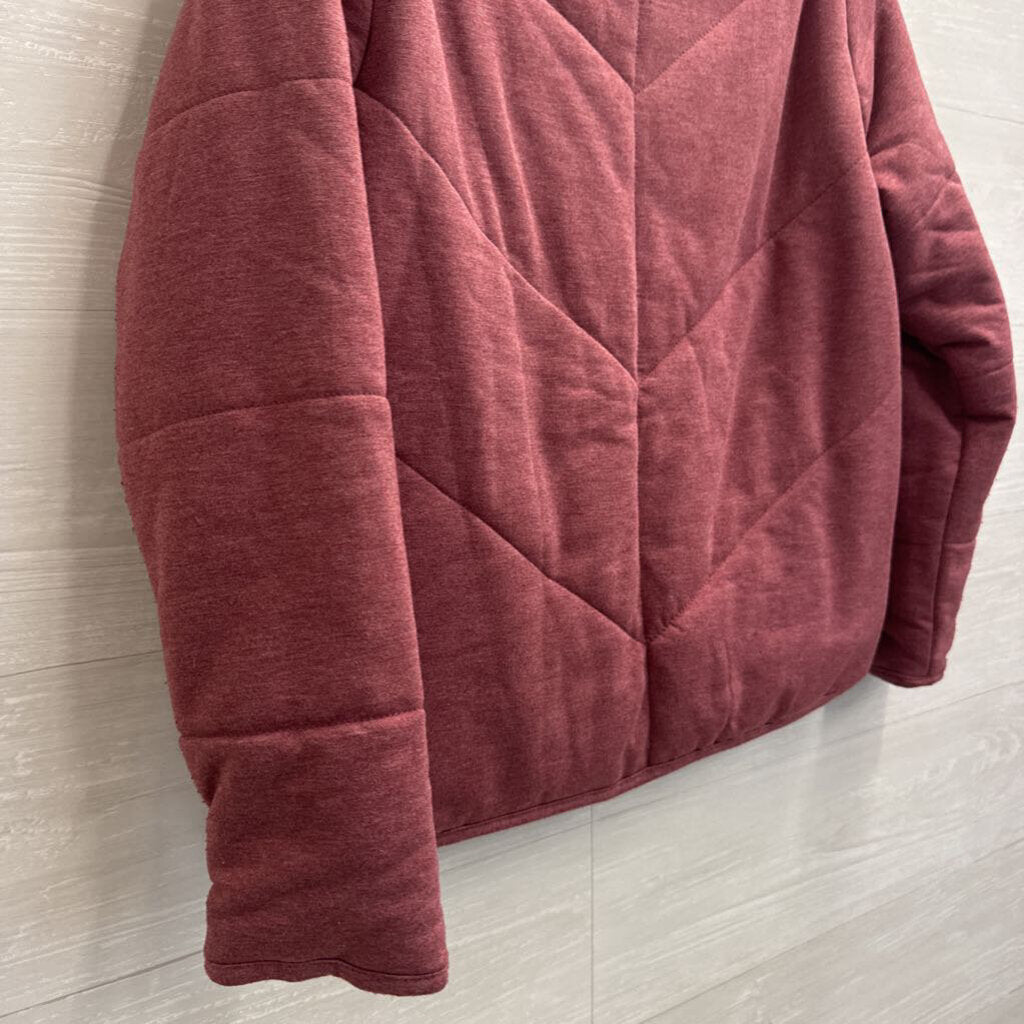 Three Dots Burgundy Quilted Zip Up Jacket Small
