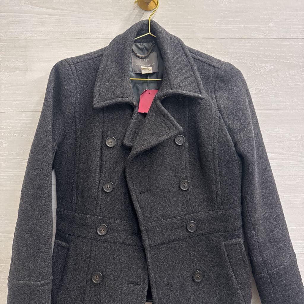 J Crew Grey Stadium Cloth Double Breasted Jacket 4