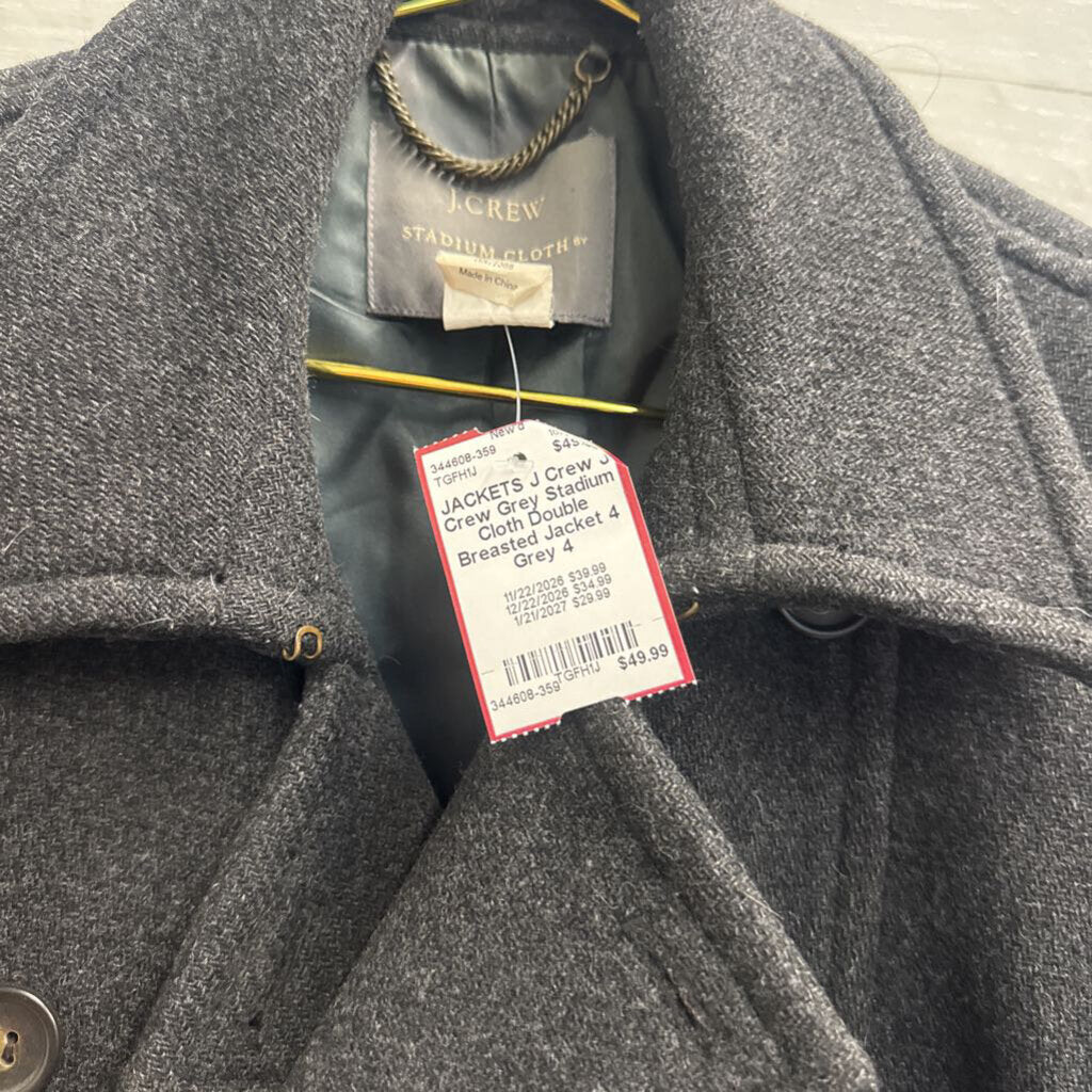 J Crew Grey Stadium Cloth Double Breasted Jacket 4