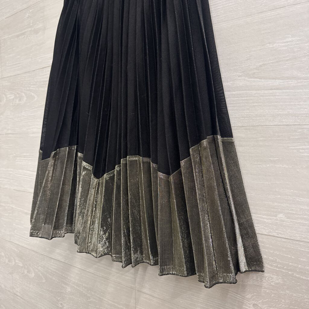 Angie Black/ Silver Pleated Skirt Medium