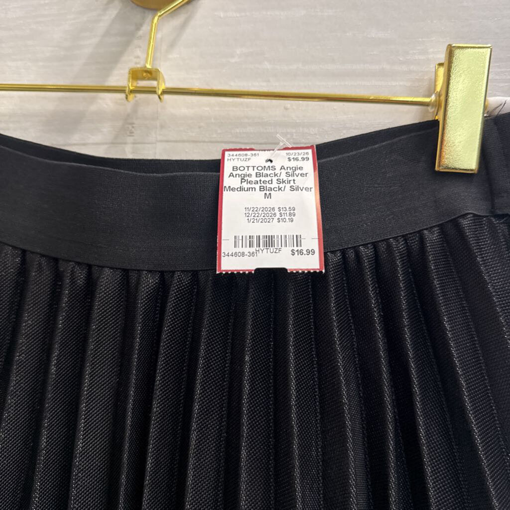 Angie Black/ Silver Pleated Skirt Medium