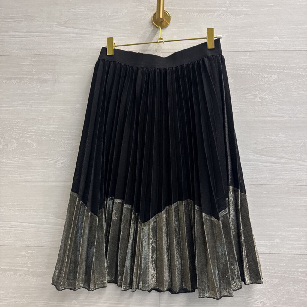 Angie Black/ Silver Pleated Skirt Medium