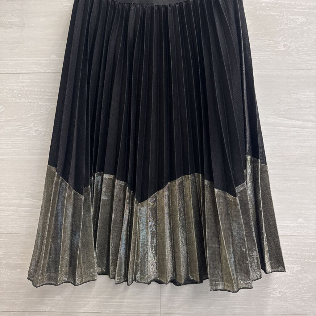 Angie Black/ Silver Pleated Skirt Medium