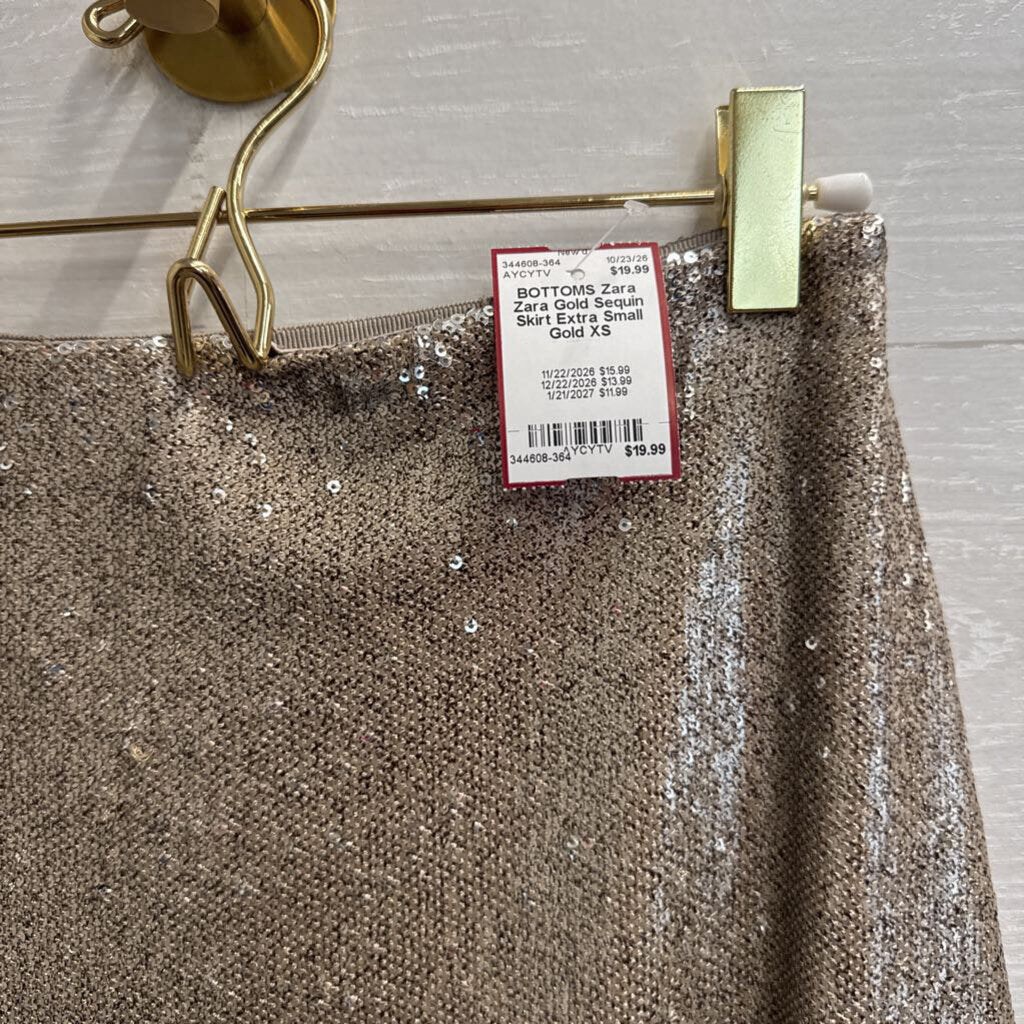 Zara Gold Sequin Skirt Extra Small