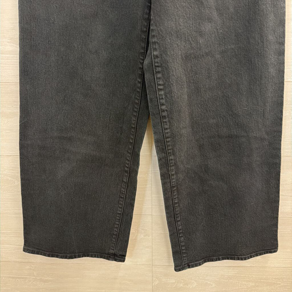 Black Denim Wide Leg Jeans 4