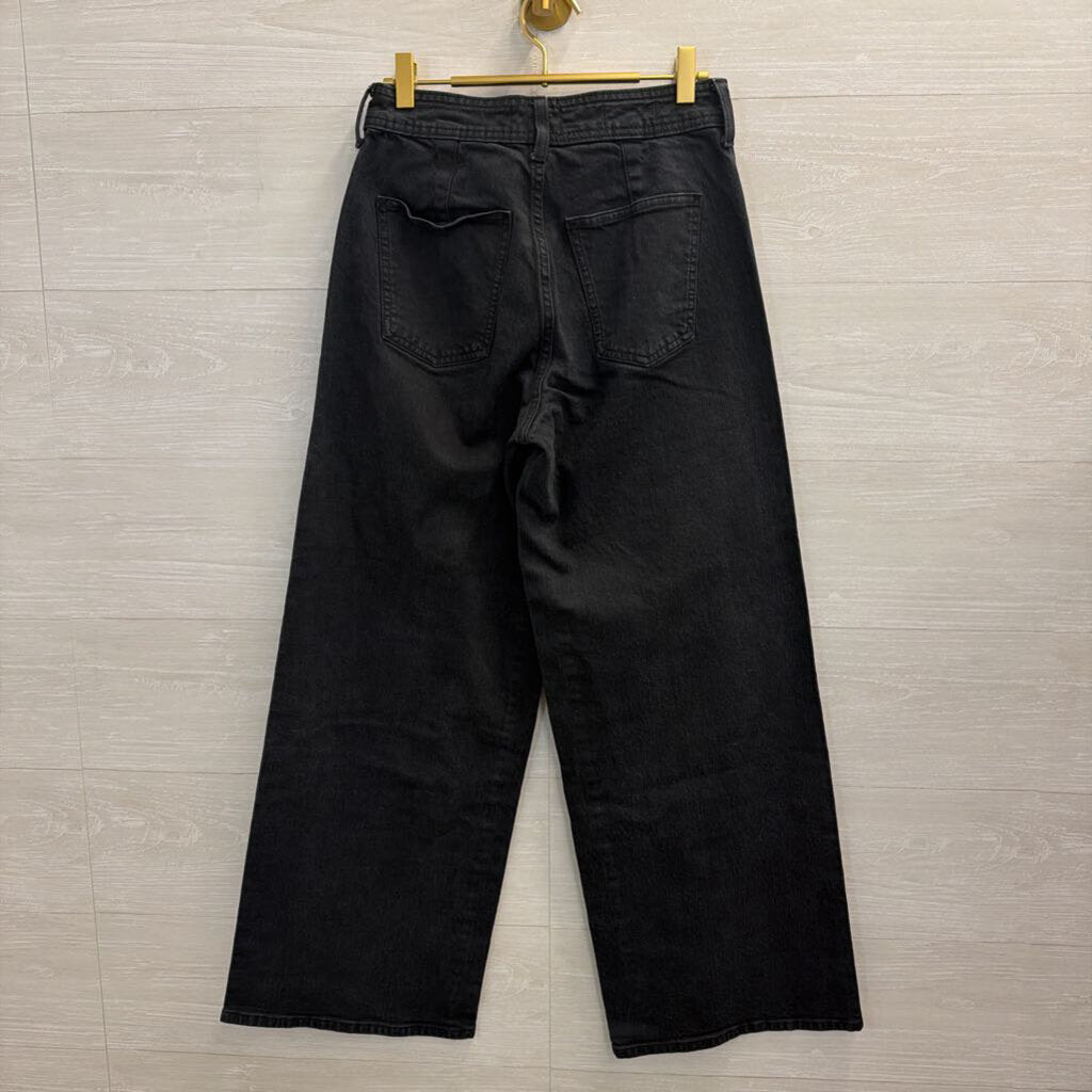 Black Denim Wide Leg Jeans 4
