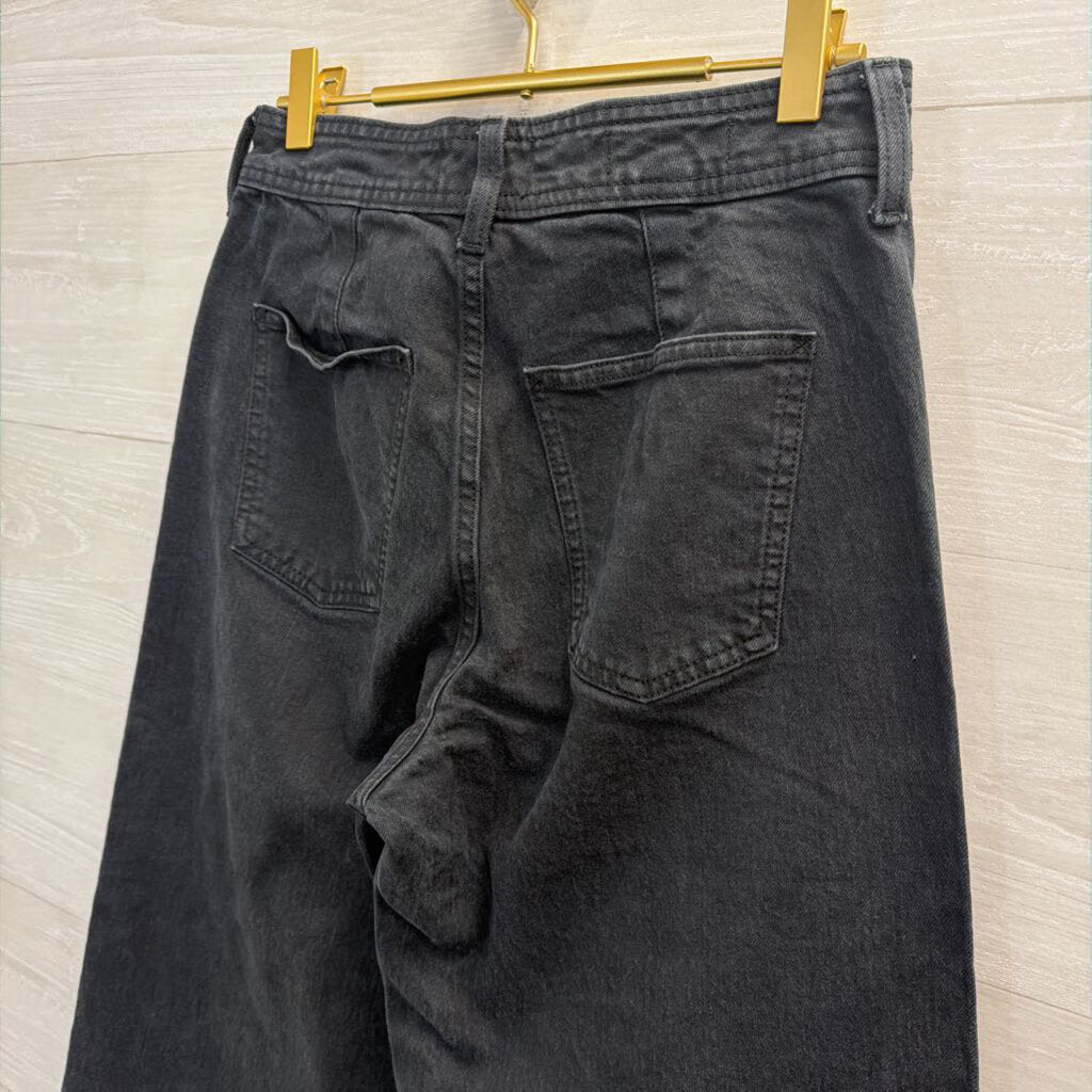 Black Denim Wide Leg Jeans 4