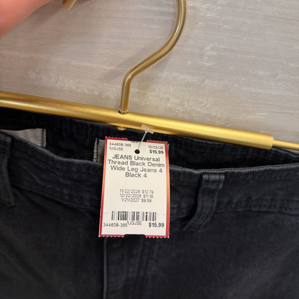 Black Denim Wide Leg Jeans 4