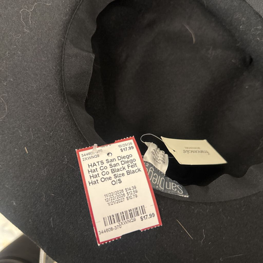 San Diego Hat Co Black Felt Hat One Size