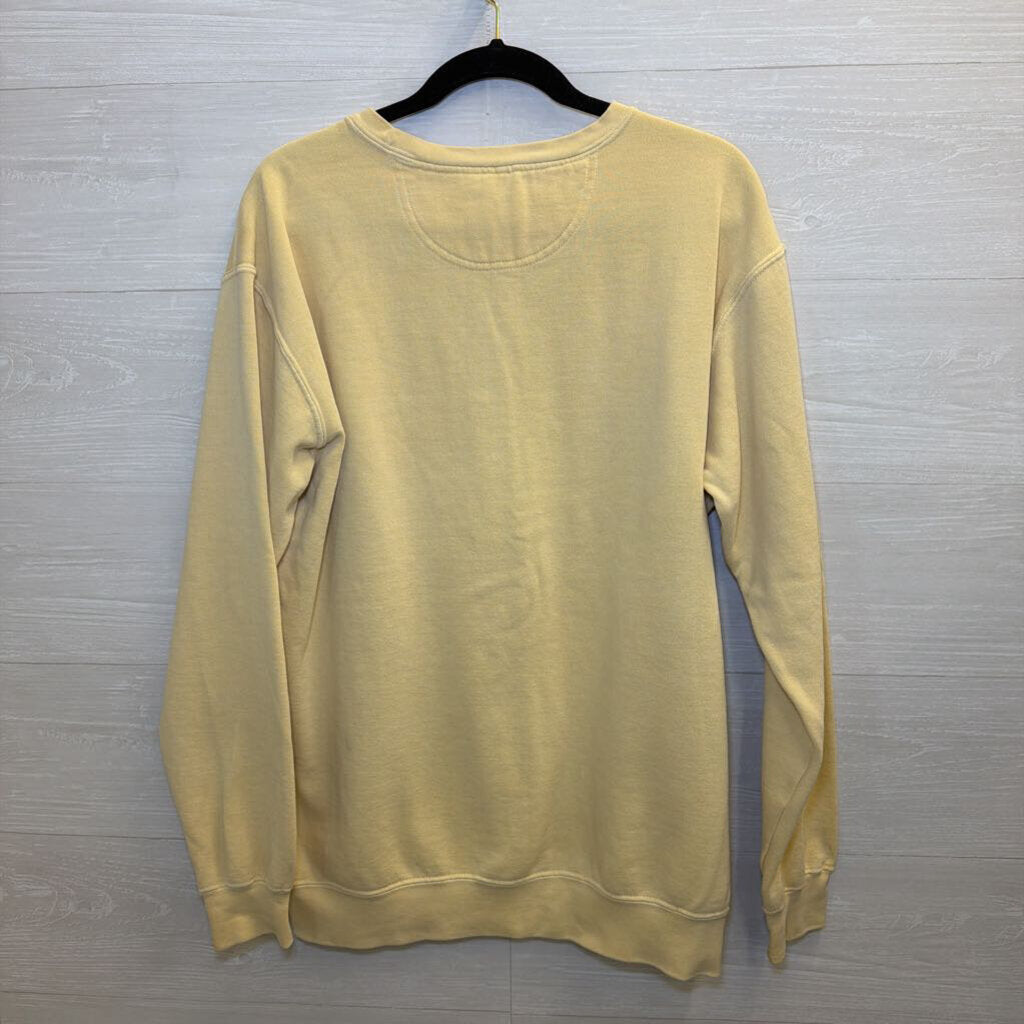 Comfort Colors Cream/ Green Hollins Crewneck Sweatshirt Medium