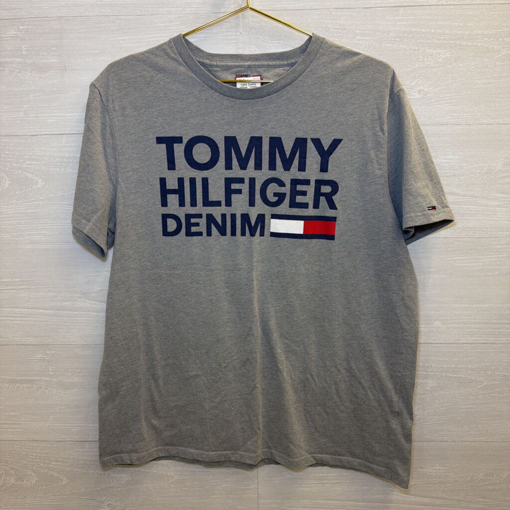 Tommy Hilfiger Grey Short Sleeve Logo Tee Large