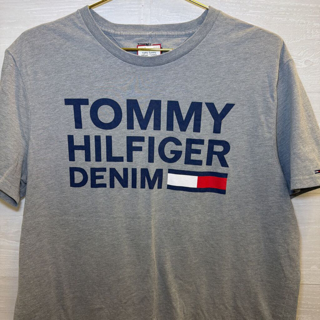 Tommy Hilfiger Grey Short Sleeve Logo Tee Large