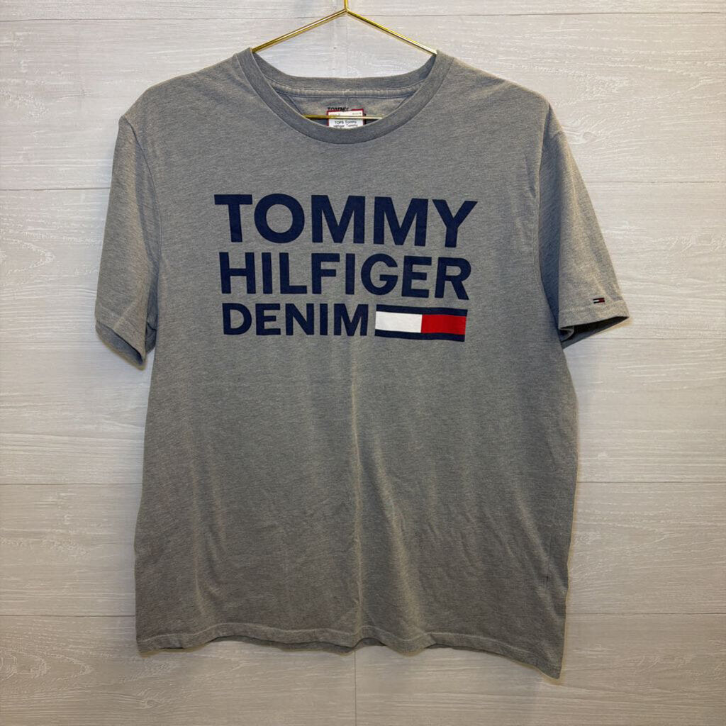 Tommy Hilfiger Grey Short Sleeve Logo Tee Large