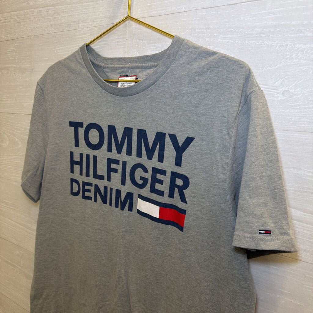 Tommy Hilfiger Grey Short Sleeve Logo Tee Large