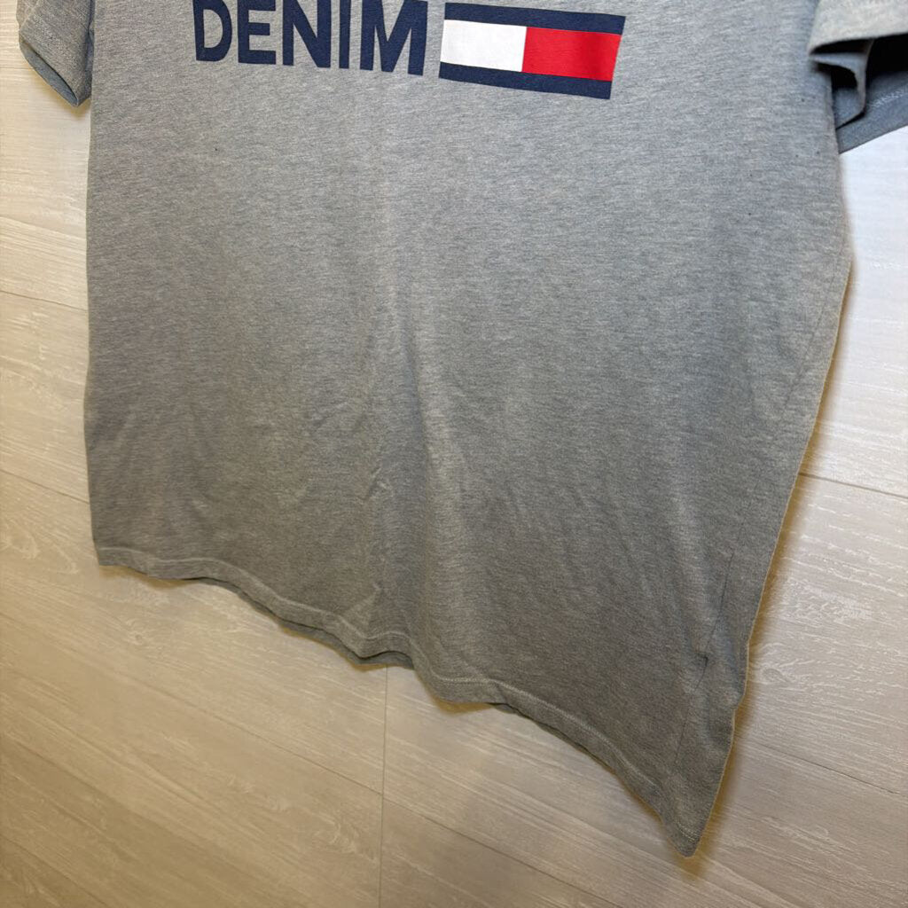 Tommy Hilfiger Grey Short Sleeve Logo Tee Large