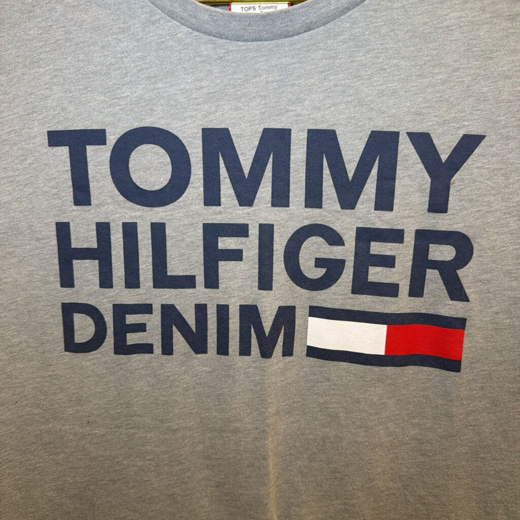 Tommy Hilfiger Grey Short Sleeve Logo Tee Large
