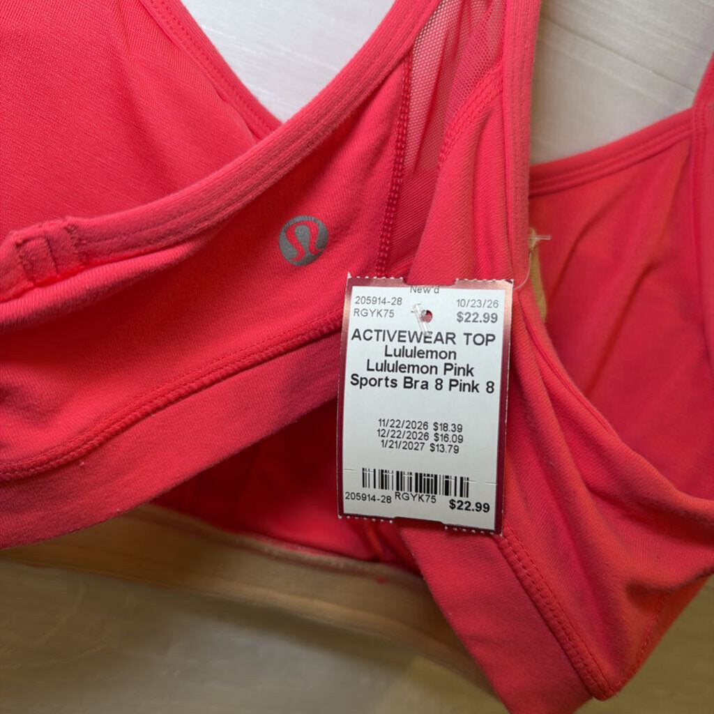 Lululemon Pink Sports Bra 8