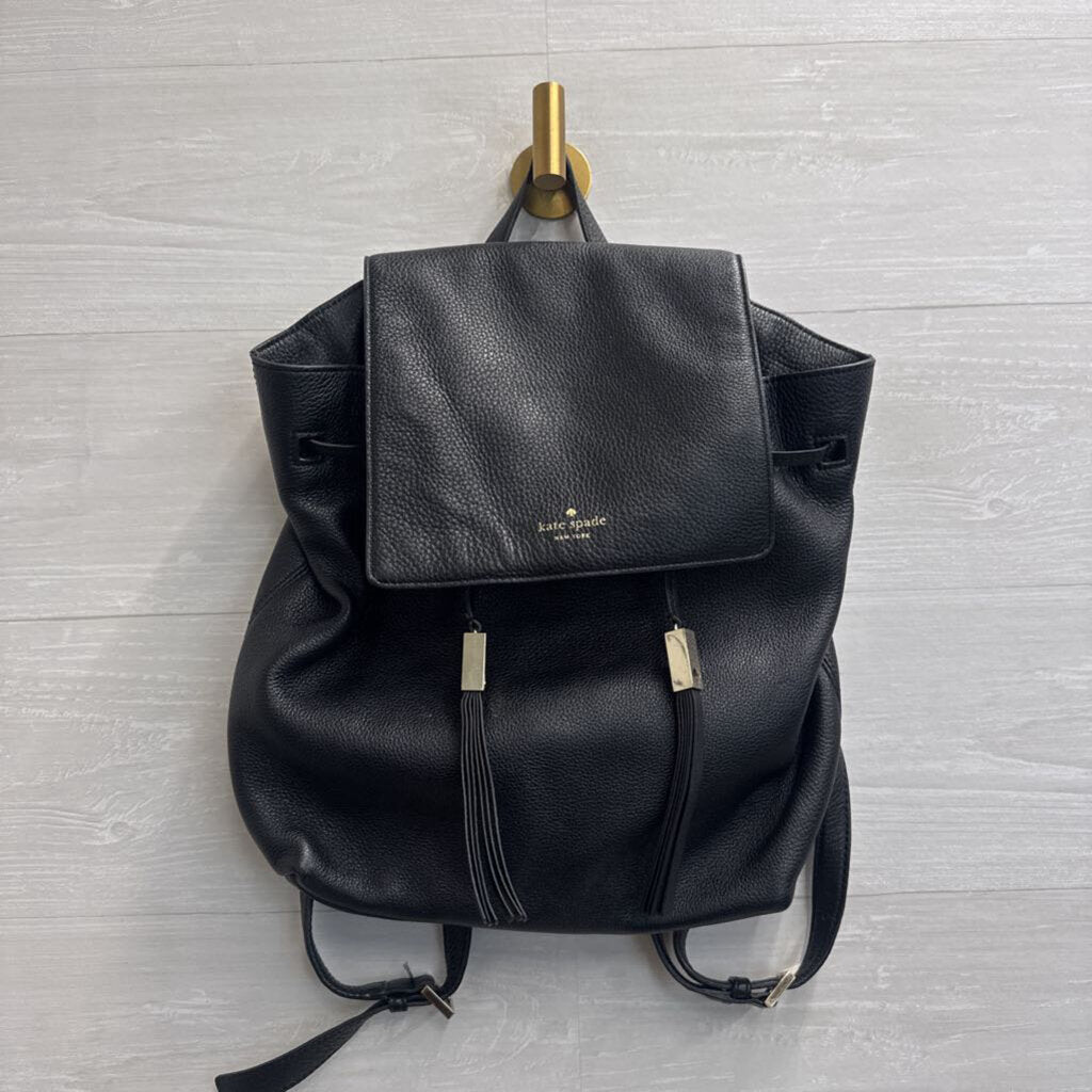 Kate Spade Black Pebbled Leather Grey Street Wilder Backpack