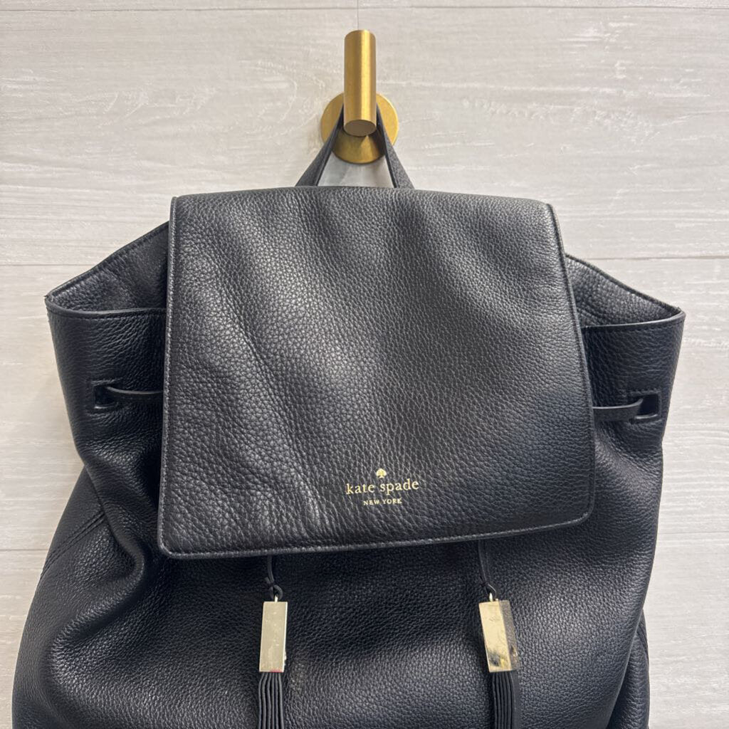 Kate Spade Black Pebbled Leather Grey Street Wilder Backpack