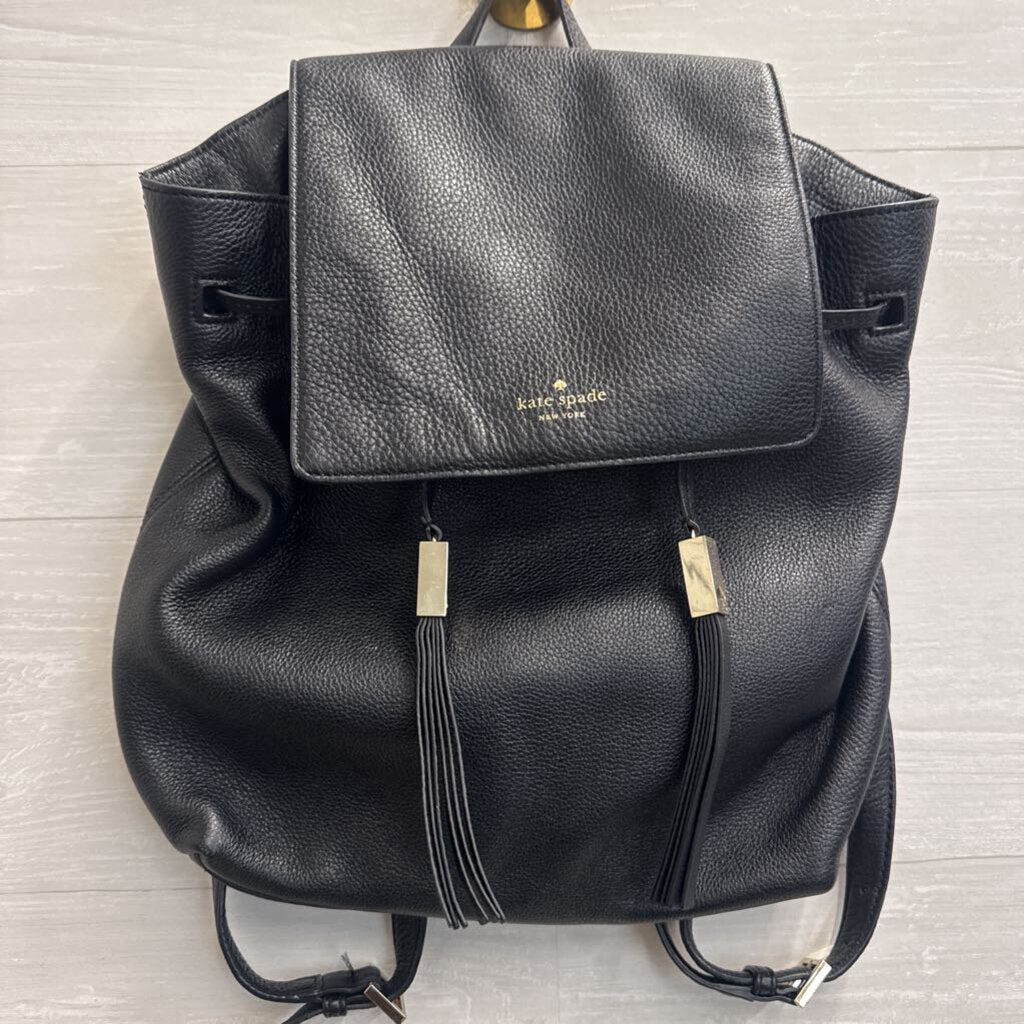 Kate Spade Black Pebbled Leather Grey Street Wilder Backpack