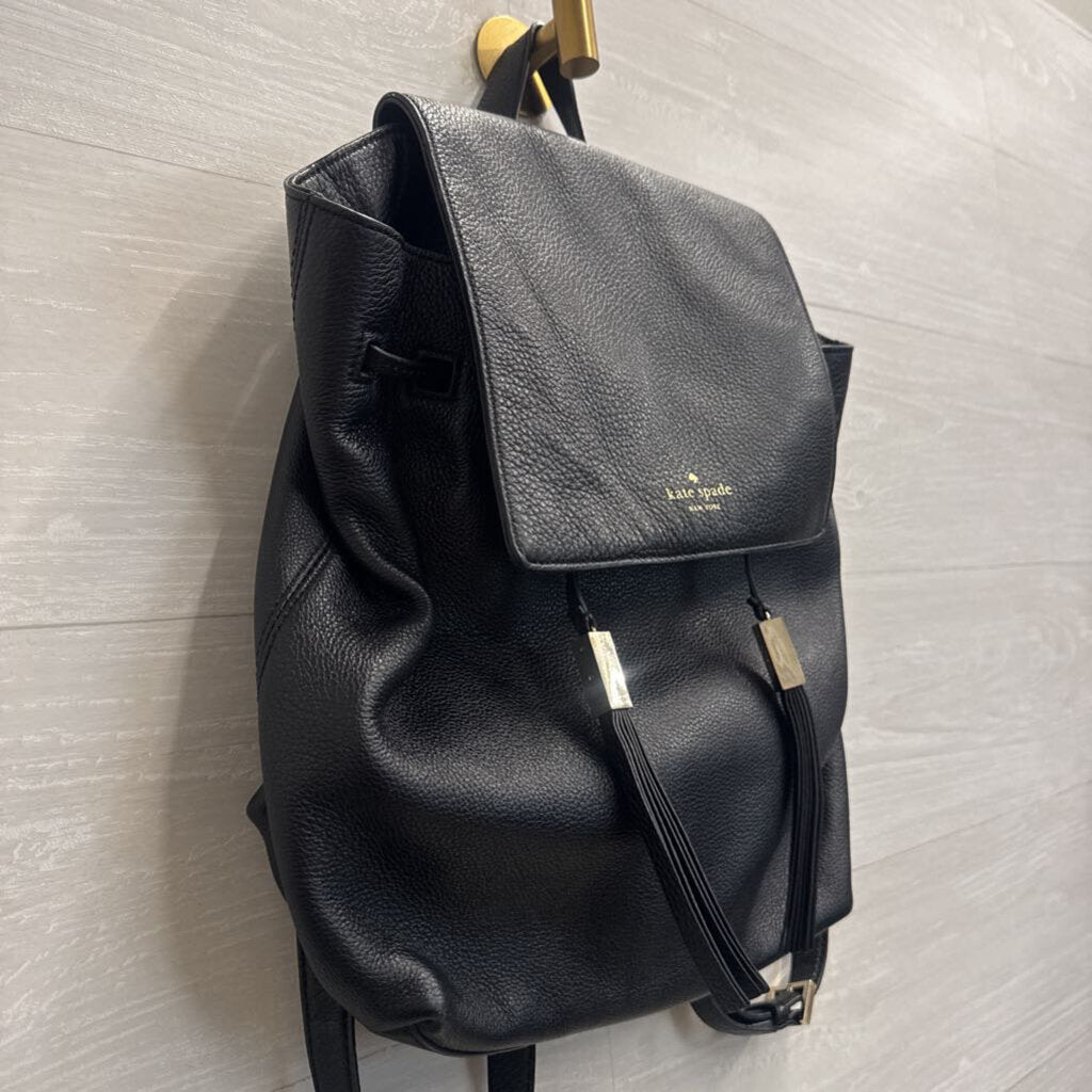 Kate Spade Black Pebbled Leather Grey Street Wilder Backpack