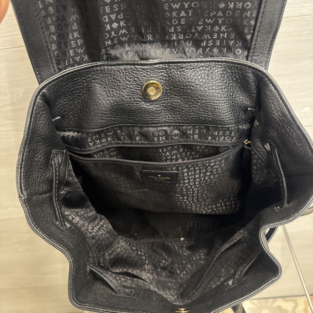 Kate Spade Black Pebbled Leather Grey Street Wilder Backpack
