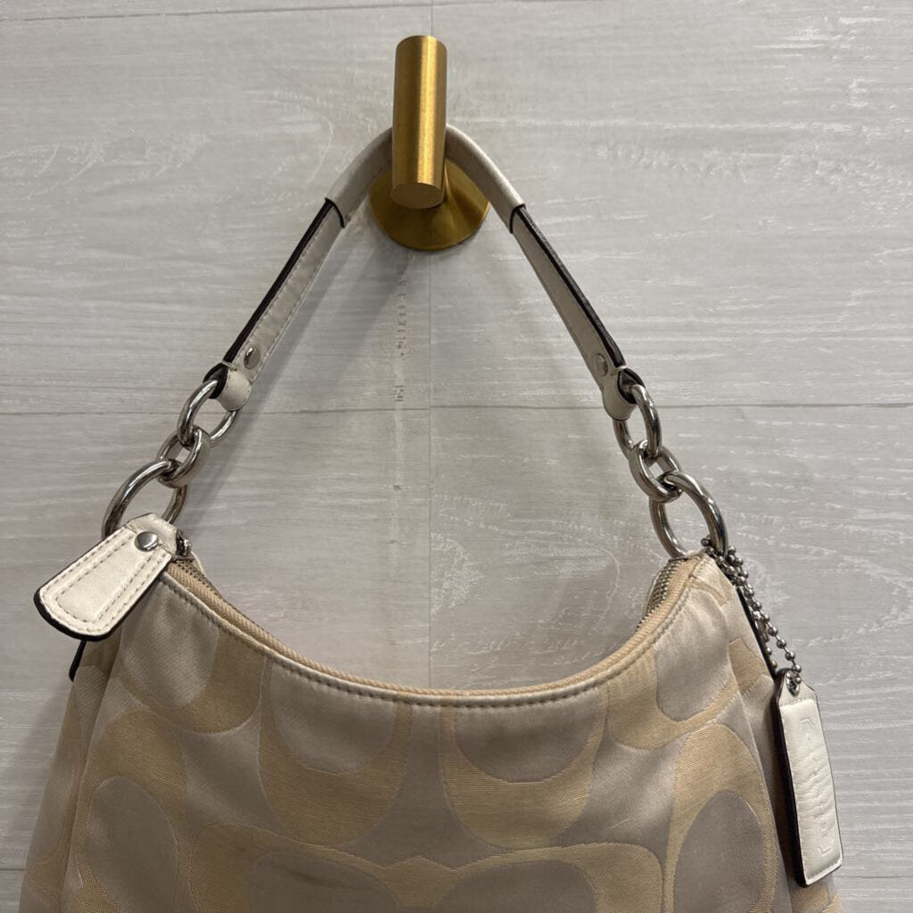 Vintage Coach Beige Signature Turnlock Pocket Hobo Shoulder Purse