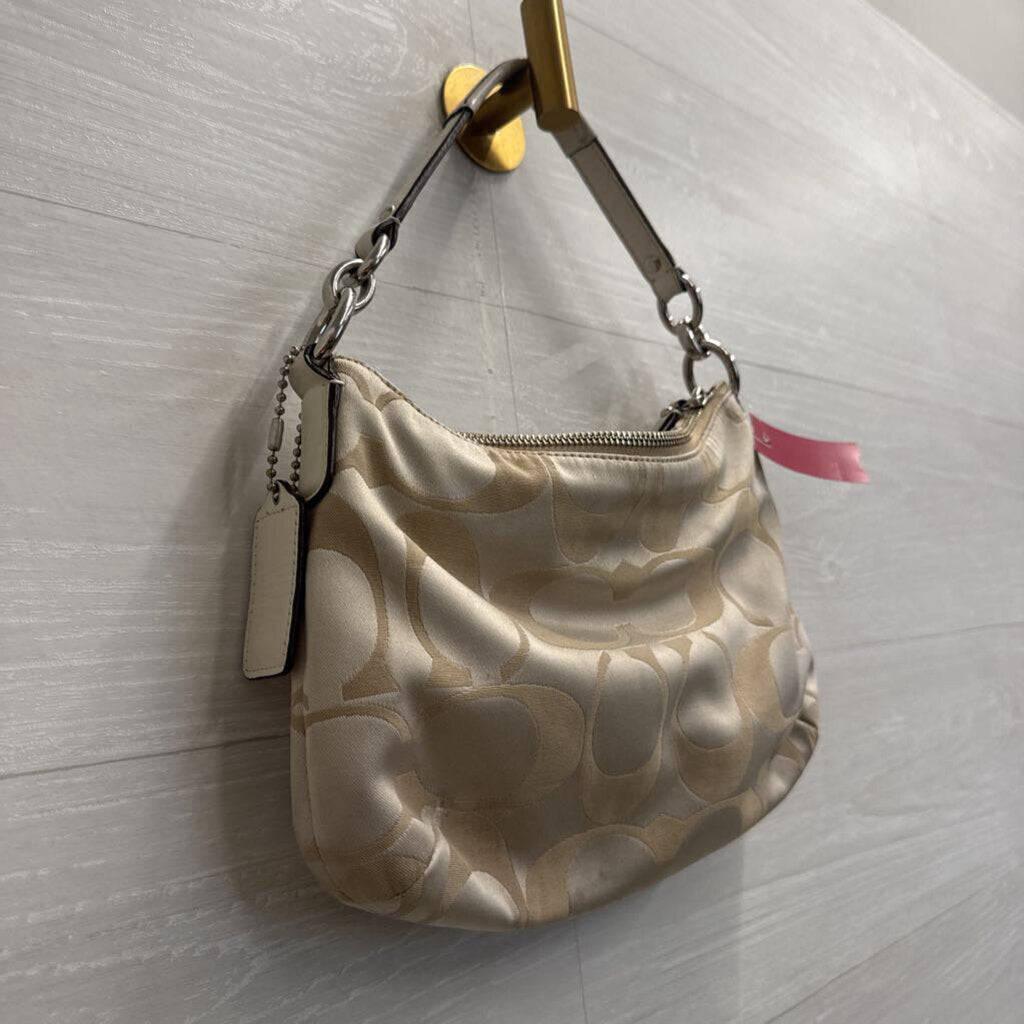 Vintage Coach Beige Signature Turnlock Pocket Hobo Shoulder Purse