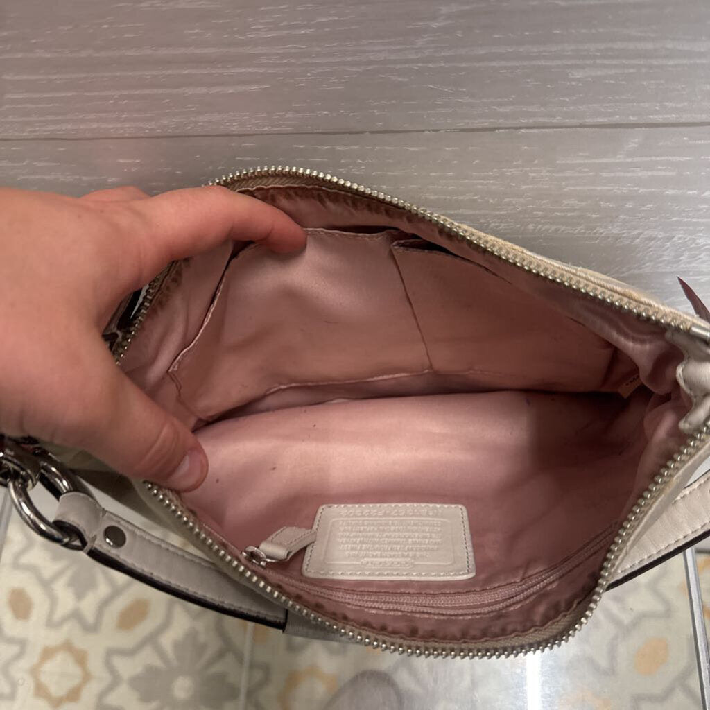 Vintage Coach Beige Signature Turnlock Pocket Hobo Shoulder Purse