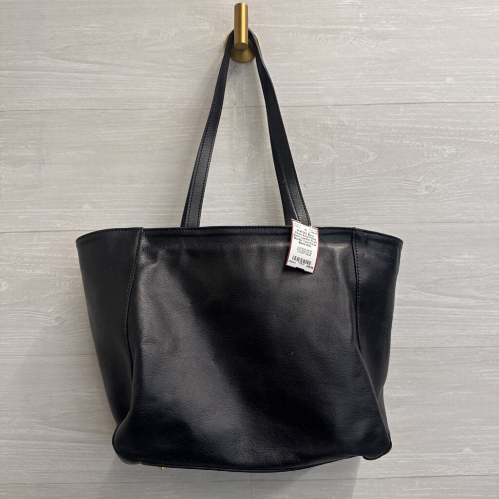 Anna Paola Black Leather Front Buckle Tote Purse