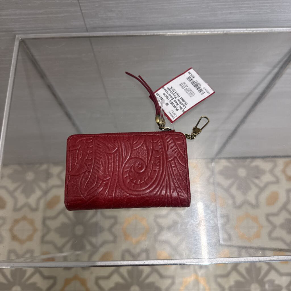 Hobo Red Embossed Leather Keychain Wallet