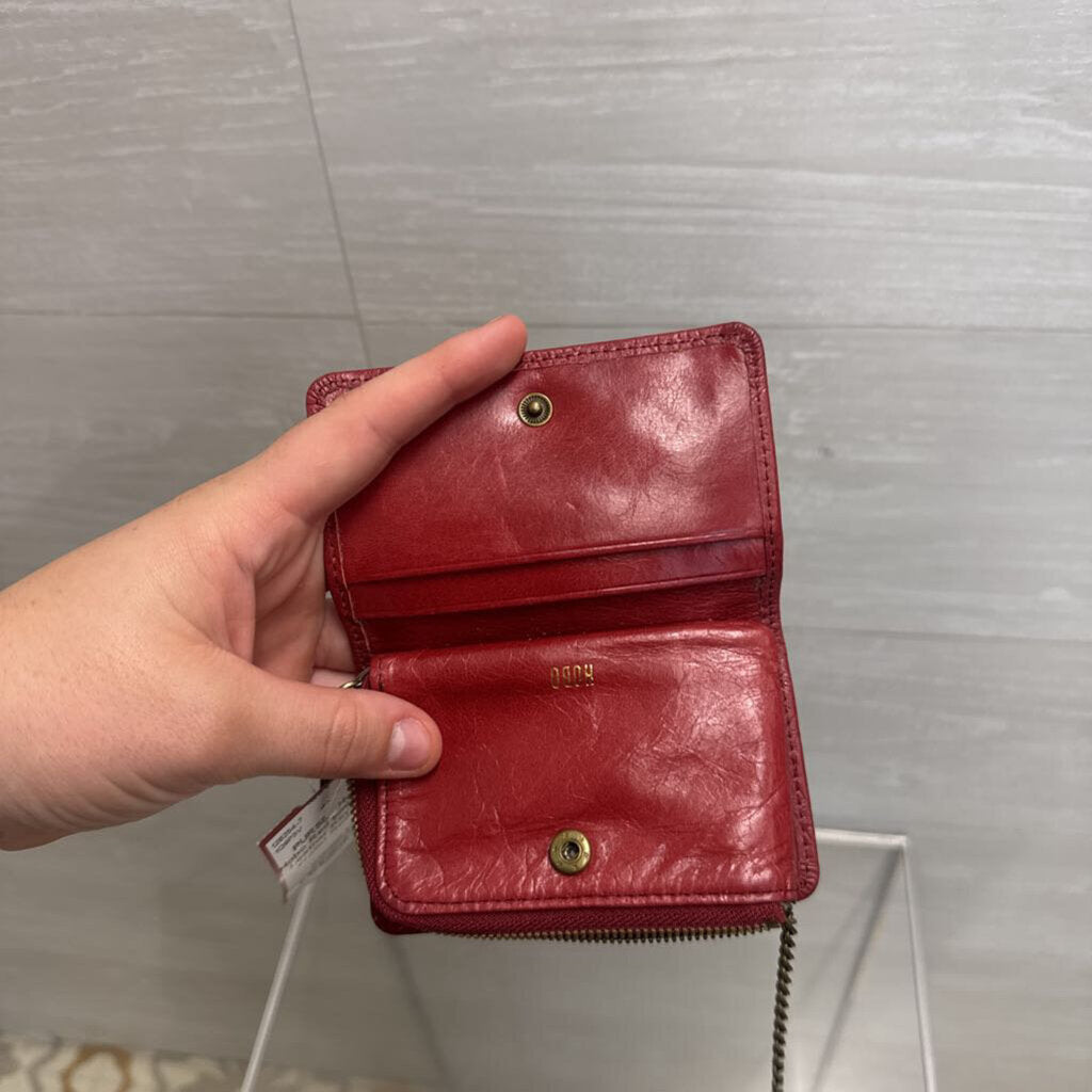 Hobo Red Embossed Leather Keychain Wallet