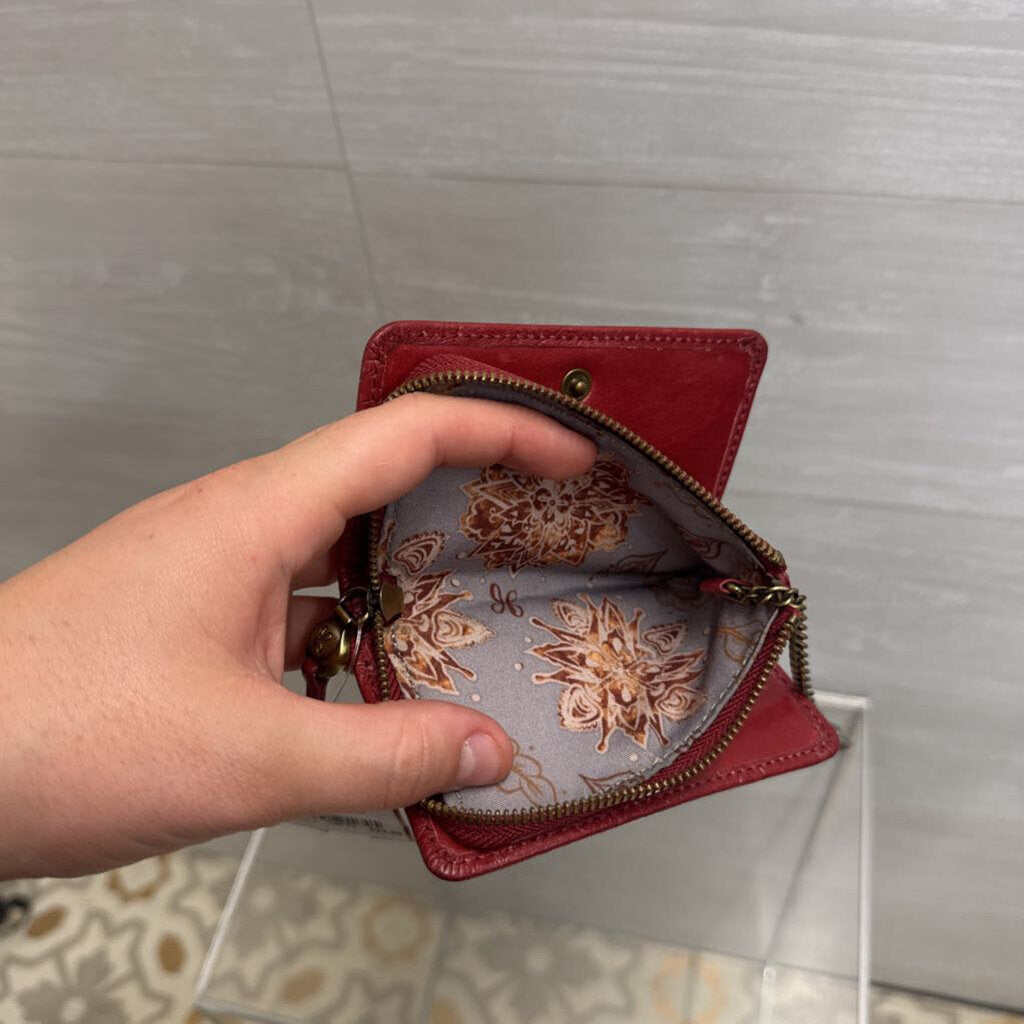 Hobo Red Embossed Leather Keychain Wallet