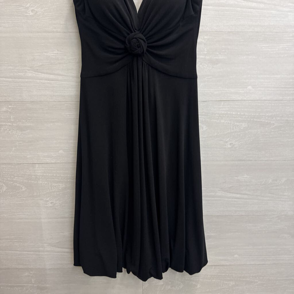 Vintage Enchante Black V Neck Rosette Detail Dress 2