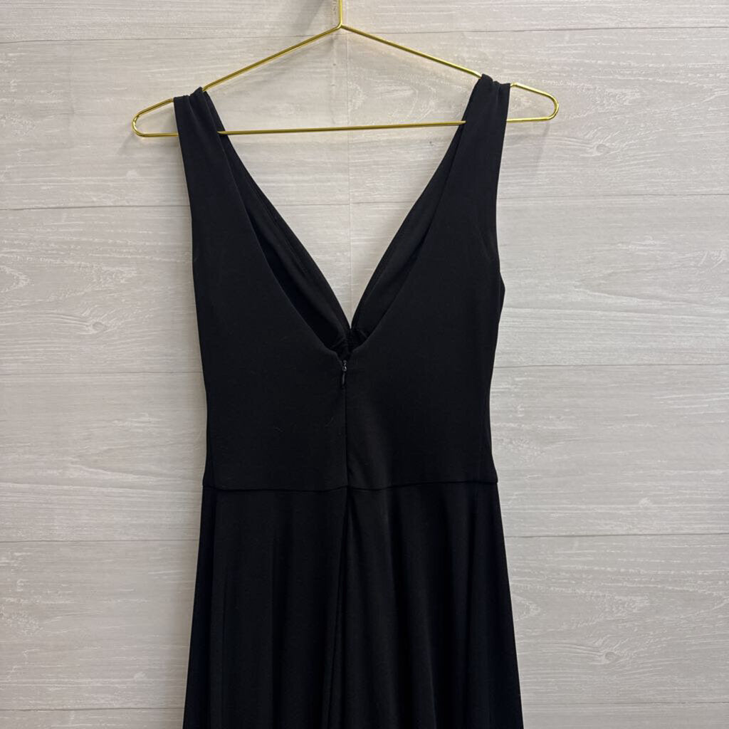 Vintage Enchante Black V Neck Rosette Detail Dress 2