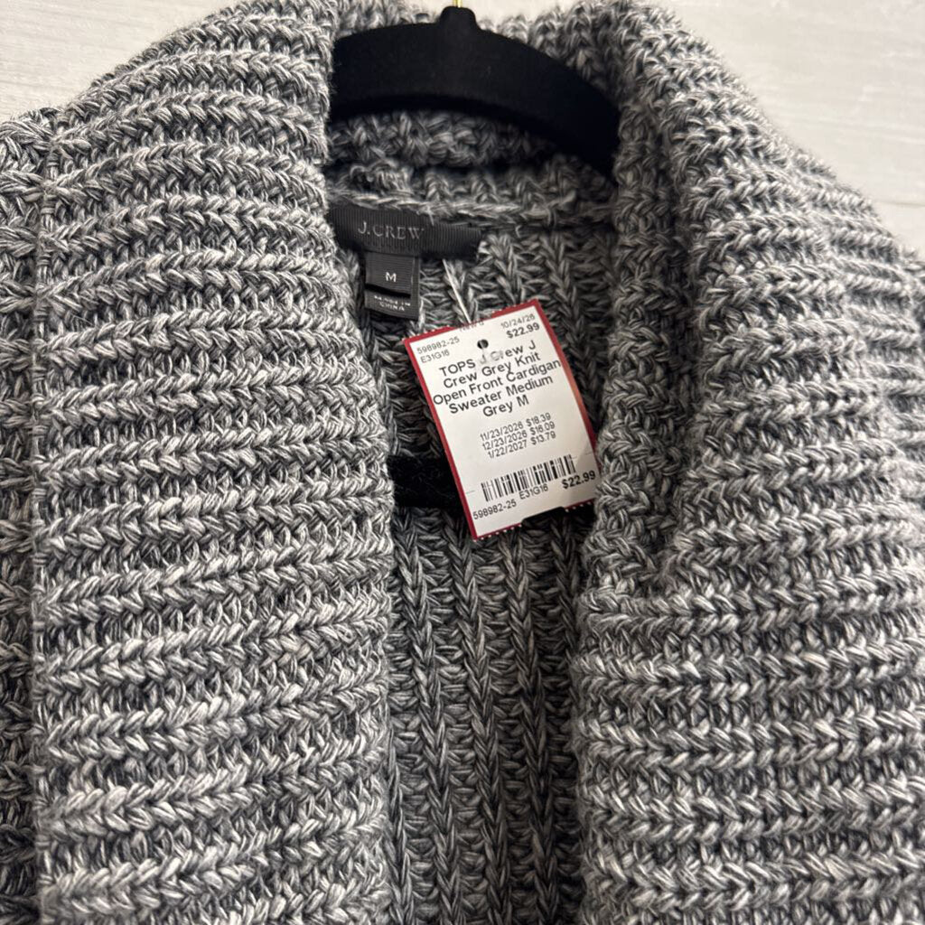 J Crew Grey Knit Open Front Cardigan Sweater Medium