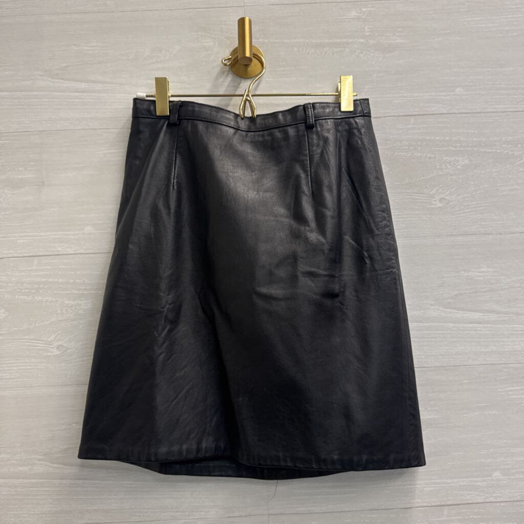 Ann Taylor Black Leather Mini Skirt 6