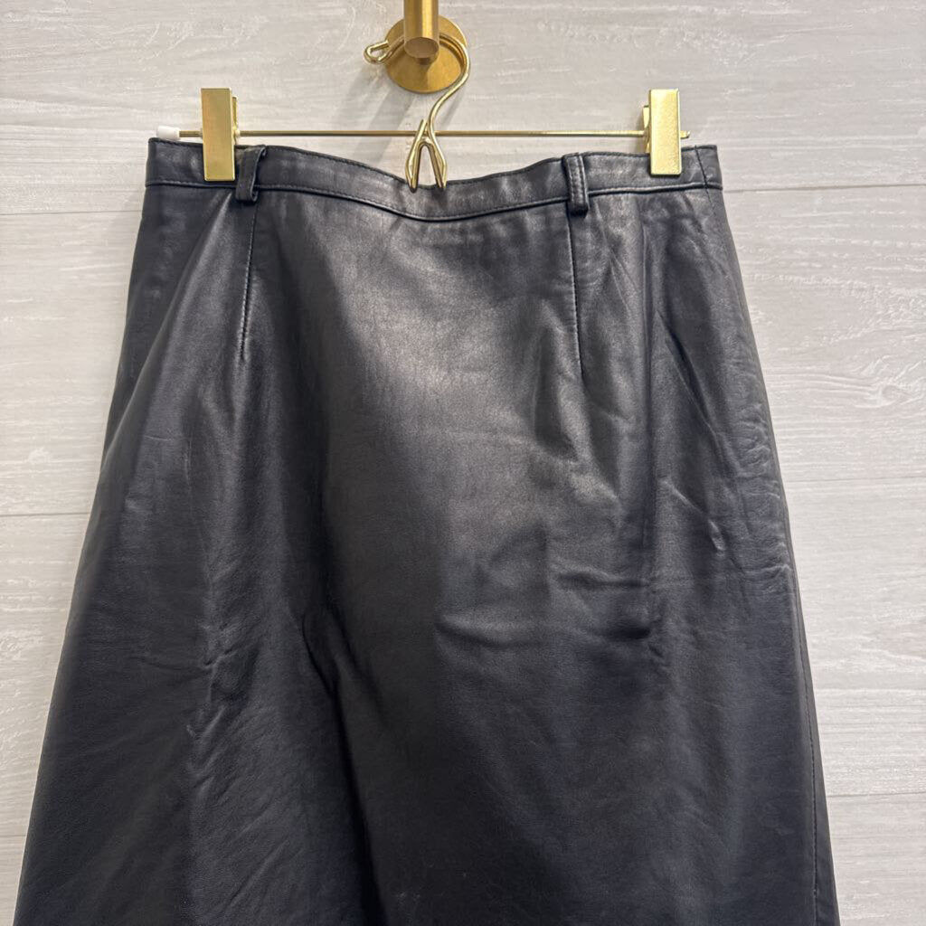 Ann Taylor Black Leather Mini Skirt 6