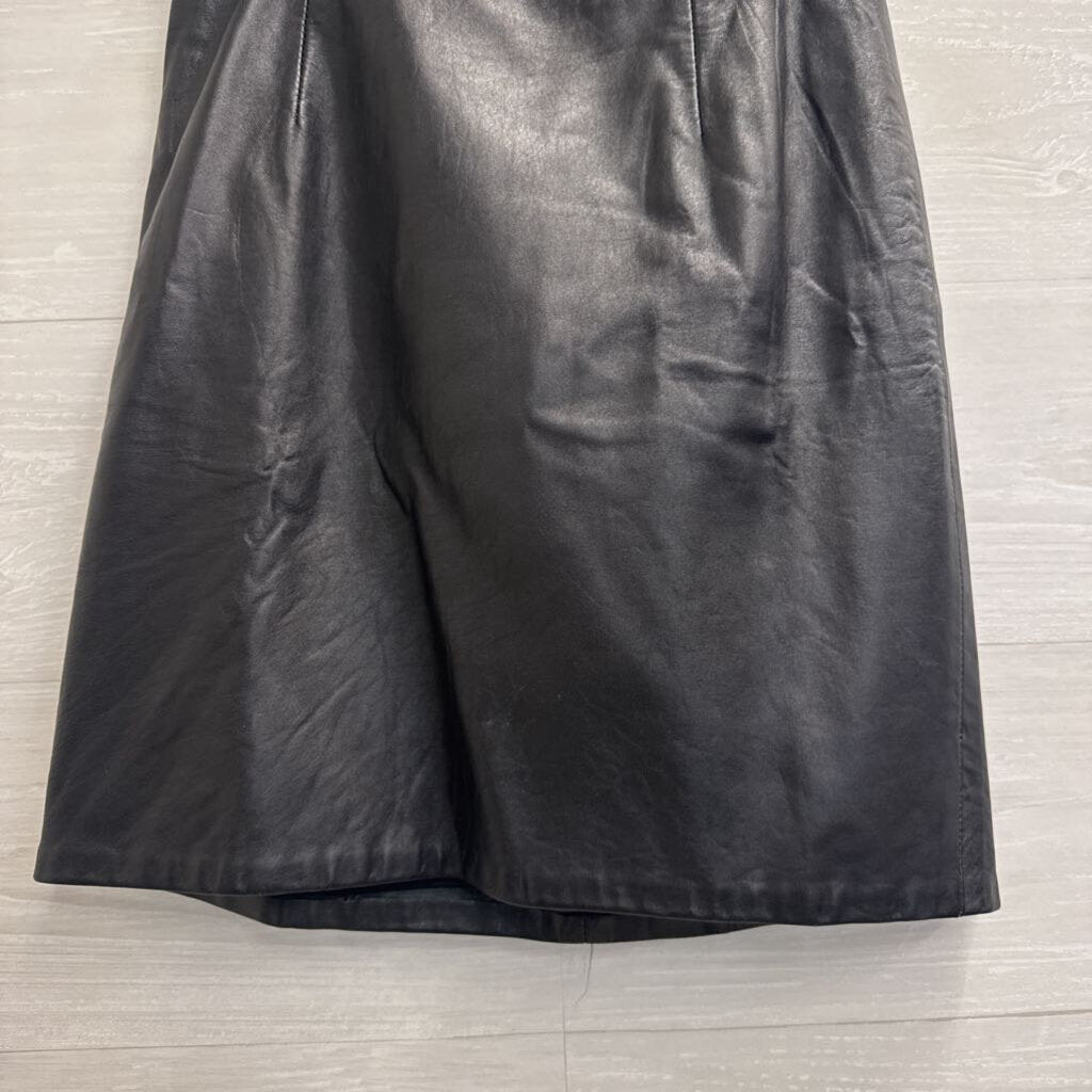 Ann Taylor Black Leather Mini Skirt 6